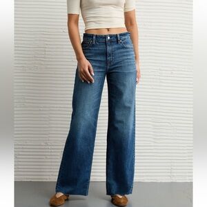 BNWOT American Eagle Dreamy Drape Stretch Super High Waisted Baggy Wide Leg Jean